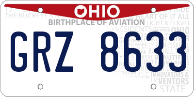 OH license plate GRZ8633