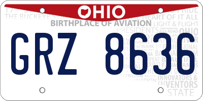 OH license plate GRZ8636