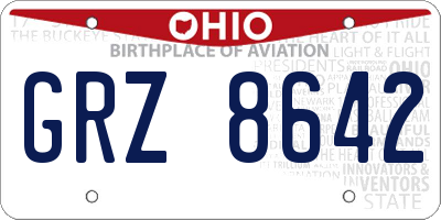 OH license plate GRZ8642