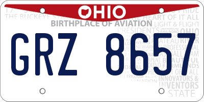 OH license plate GRZ8657