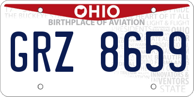 OH license plate GRZ8659