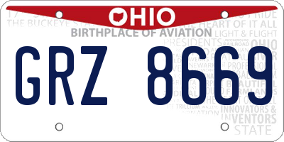 OH license plate GRZ8669
