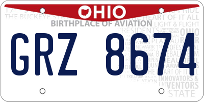 OH license plate GRZ8674