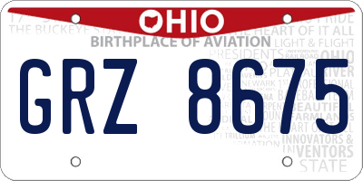 OH license plate GRZ8675