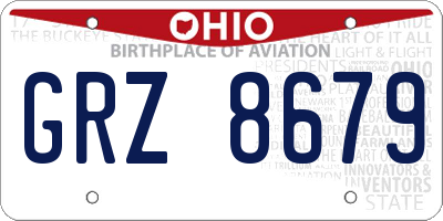 OH license plate GRZ8679