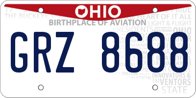 OH license plate GRZ8688