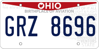 OH license plate GRZ8696