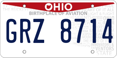 OH license plate GRZ8714