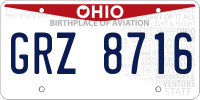 OH license plate GRZ8716