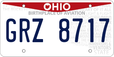 OH license plate GRZ8717