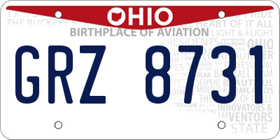 OH license plate GRZ8731