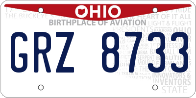 OH license plate GRZ8733