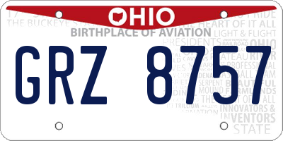 OH license plate GRZ8757