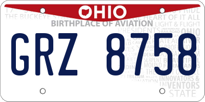 OH license plate GRZ8758