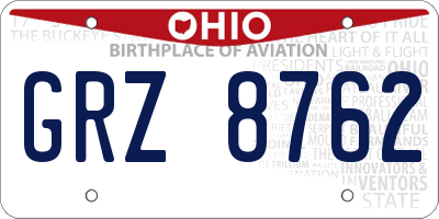 OH license plate GRZ8762