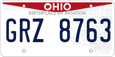 OH license plate GRZ8763