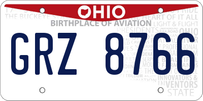OH license plate GRZ8766