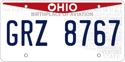 OH license plate GRZ8767
