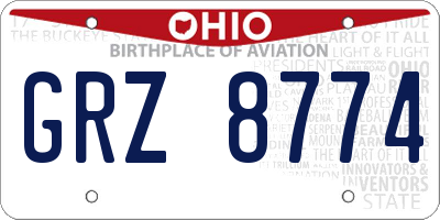 OH license plate GRZ8774