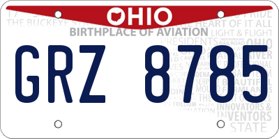 OH license plate GRZ8785