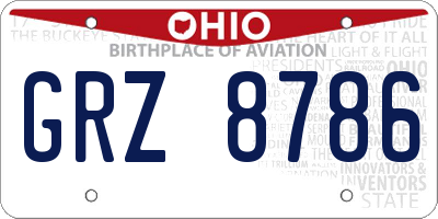 OH license plate GRZ8786