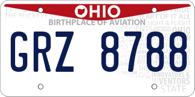 OH license plate GRZ8788