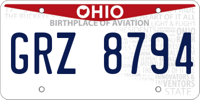 OH license plate GRZ8794