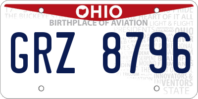 OH license plate GRZ8796