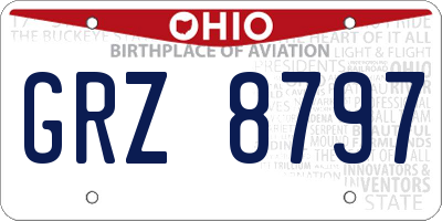 OH license plate GRZ8797