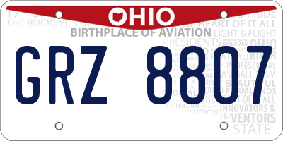 OH license plate GRZ8807