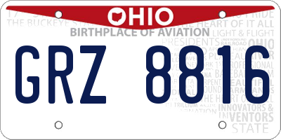 OH license plate GRZ8816
