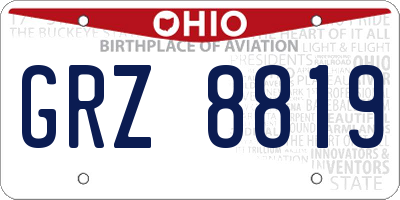OH license plate GRZ8819