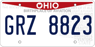 OH license plate GRZ8823