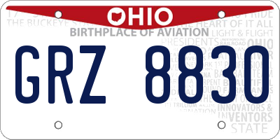 OH license plate GRZ8830