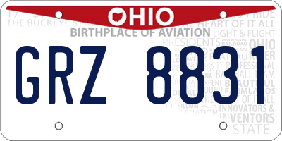 OH license plate GRZ8831