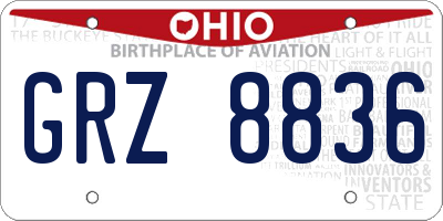 OH license plate GRZ8836