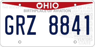 OH license plate GRZ8841