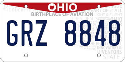 OH license plate GRZ8848