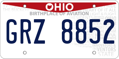 OH license plate GRZ8852