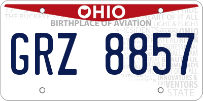 OH license plate GRZ8857