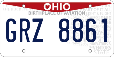 OH license plate GRZ8861