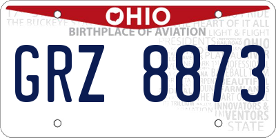 OH license plate GRZ8873