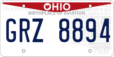 OH license plate GRZ8894