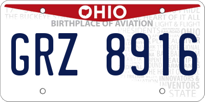 OH license plate GRZ8916