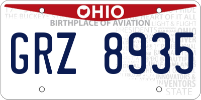 OH license plate GRZ8935