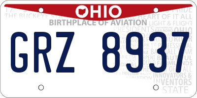 OH license plate GRZ8937