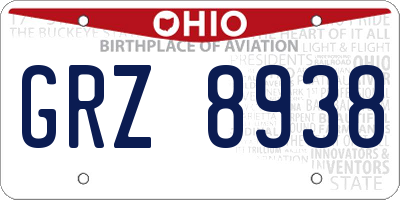 OH license plate GRZ8938
