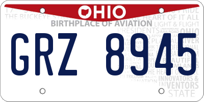 OH license plate GRZ8945