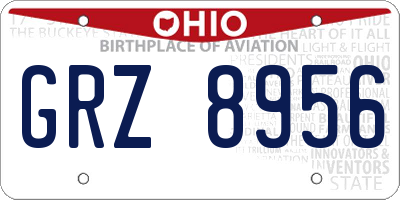 OH license plate GRZ8956