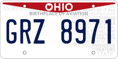 OH license plate GRZ8971